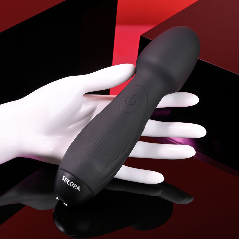 Selopa POWER TRIP Black 18.8 cm USB Rechargeable Massage Wand